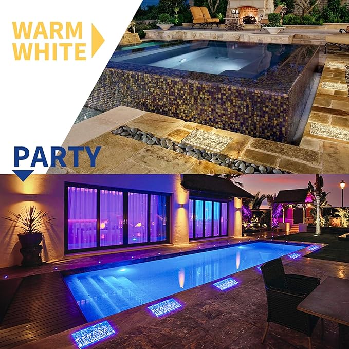 Solar Driveway Lights Color Changing, 6x9 Inch Solar Paver Light, Heavy Duty IP67 Waterproof Recessed Brick LED | Lumora