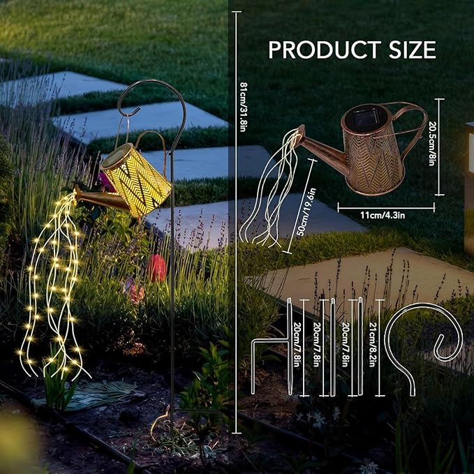 Solar Watering Can Light, LED Solar String Lights Waterproof Dual Mode Water Can Lights for Garden Patio Yard Pathway Lantern Plant Decoration