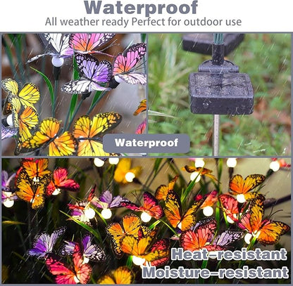 Solar Butterfly Lights Outdoor Waterproof, Garden Decor Solar Powered with 8 LED, Memorial Gifts for Graves, Solar Butterflies for Outside Garden Stake Decorations (Color, 2 Packs)
