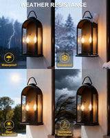 Outdoor Wall Light Fixtures, 2-Light Porch Lights Outdoor, Matte Black Exterior Waterproof Wall Sconce with Glass | Lumora