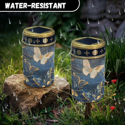 Cemetery Lights Transparent Butterfly for Outdoor Solar Cemetery Light Dustproof Grave Stake Lamp Remembrance Gifts Garden Deco
