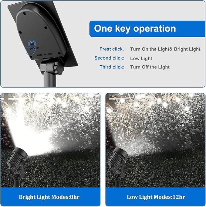 Solar Spot Lights Outdoor, Landscape Spotlights IP65 Waterproof 9.8ft Cable, Dusk to Dawn Solar Uplights for Trees | Lumora