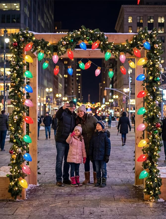 16Ft Jumbo LED Multicolor Christmas String Lights Outdoor with 10 LED Strawberry Bulb, Connectable Hanging String | Lumora
