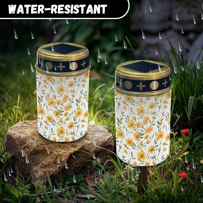 Floral Yellow Solar Pathway Lights,Waterproof Solar Garden Lights Outdoor Solar Walkway Lights Landscape Decoration Lighting for Yard,Walkway,Patio,Driveway