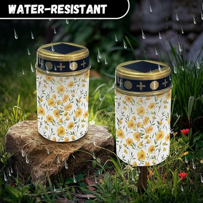 Floral Yellow Solar Pathway Lights,Waterproof Solar Garden Lights Outdoor Solar Walkway Lights Landscape Decoration Lighting for Yard,Walkway,Patio,Driveway