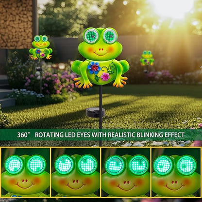 Solar Lights Outdoor Frog Garden Statues with Realistic Eye Movement for Outside Patio Front Porch Yard Balcony Lawn Decorations