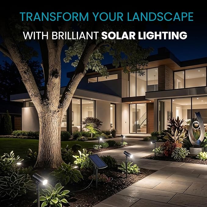 Energizer Solar-Powered Garden Lights - 2 Pack Oil Rubbed Bronze LED Spotlight with Smart Focus & 100 Lumen Output, Waterproof & Easy to Install Solar Landscaping Lights for Lawn & Patio Decorations