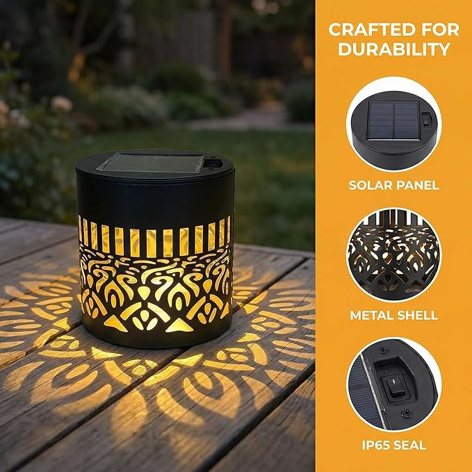 Solars Mandala Fence Lights Outdoors, Waterproof Decorative Mandala Solars Lights, Metal Solars Powered Deck Steps Walls Lights for Garden Yard Fence Patio Pathway (Mandala*4PCS)
