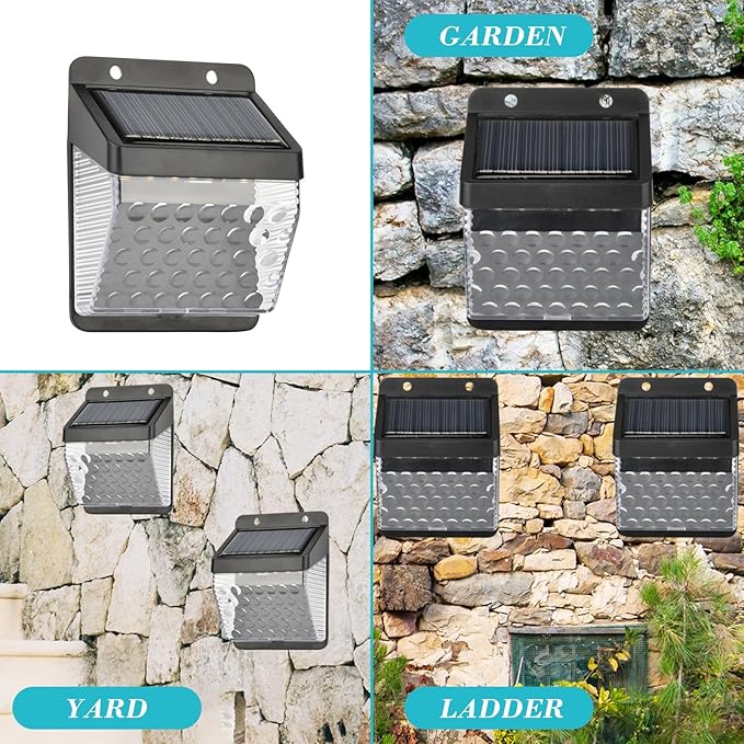 2 Pack Solar Outdoor Lights Waterproof Garden Landscape Lights UP and Down Illuminate Sunlight Lamp for Fence, Yard, Wall Decor solar Spot Lights Outdoor Solar Security Lights Cool Stuff (White)
