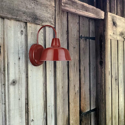 Design House Mason Farmhouse Gooseneck Barn Light, Outdoor Exterior Porch or Patio Wall Light Fixture, Rustic Red, 8 Inch Diameter, 1-Pack, 520559