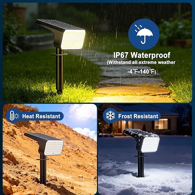 LANSOW 12 Pack Solar Spot Lights Outdoor Waterproof IP67, (90 LED/4 Modes) Solar Landscape Spotlights, 2-in-1 Solar | Lumora