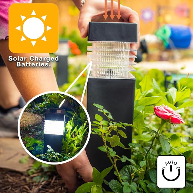 Crosslight Solar Powered Pathway Lights (2 Pack) - Column Outdoor LED Lights, Waterproof for Garden, Yard, Patio | Lumora