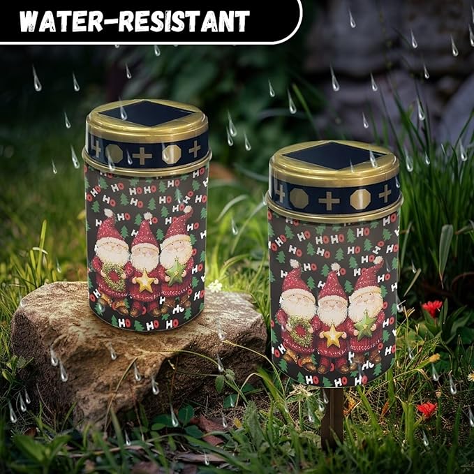 Three Santa Claus Solar Lights for Garden Portable Outdoor Solar Lights Yard Walkway Solar Garden Lights Pathway Solar Lights Outside Solar Light for Merry Christmas