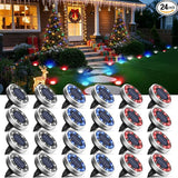 btfarm 24 Pack Solar Lights Outdoor, 8 LED Solar Ground Lights IP65 Waterproof Flat Solar Disc Light, Pathway | Lumora