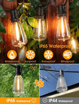 100FT(4x25FT) Outdoor String Lights, Patio Lights with 40+4 LED Dimmable Waterproof Linkable ST38 Edison Bulbs for | Lumora