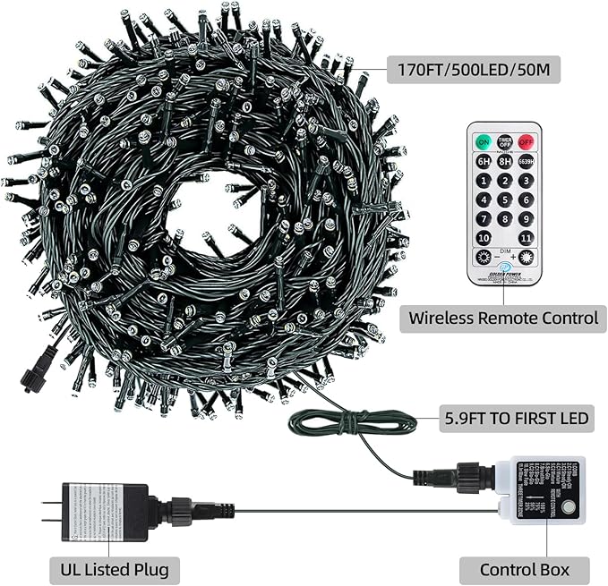 170FT 500 LED Christmas Lights Outdoor Indoor, Waterproof Color Changing Christmas Tree Lights with Timer, Memory | Lumora