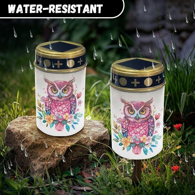 Owl Outdoor Solar Lights Solar Stake Lights Waterproof Garden Decorations for Party,Pretty Solar Walkway Lights for Yard Pathway Light,Wall Light Auto On/Off