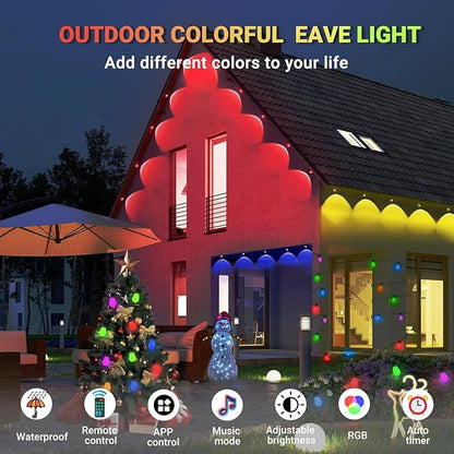 Permanent Outdoor Lights,Smart Outdoor String Lights with DIY Scene Modes,100FT with 50 LEDs,IP67 Waterproof for Christmas,Halloween,Garden Decor,Deck,Party,Roof,Daily and Accent Lighting (100FT)