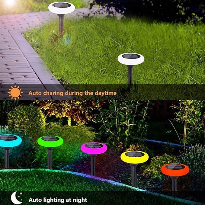 Colorful Pathway Solar Light Set of 6, Decorative Weatherproof Auto On/Off Outdoor Lights - Decorate Your Garden, Landscape, Patio, Pool, Yard with Ultra-Bright LED Light (Rainbow, 6)