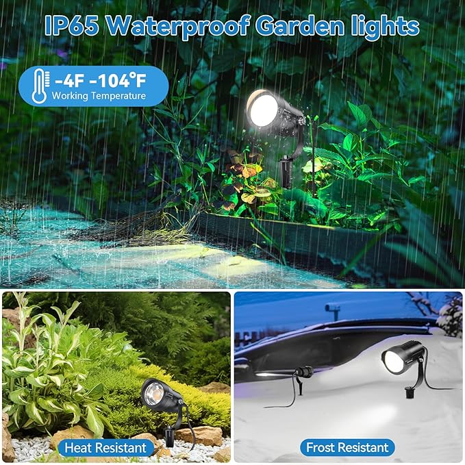HIBOITEC 12W Spot Lights Outdoor 110V to 120V Landscape Lighting Waterproof Spotlight with 4.9ft 3-Plug LED Plug in | Lumora