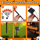 12 Pack Halloween Pumpkin Pathway Solar Lights, Orange Yard Stake Pumpkin Shaped Pathway Lights Outdoor Waterproof | Lumora