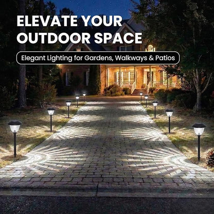 Energizer Outdoor Pathway Lights - 8 Pack 15 Lumen Bright Solar Lights for Outside with Patterned Glass & Metal Finish, Easy to Install Waterproof Sidewalk Lights for Better Illumination - Gunmetal