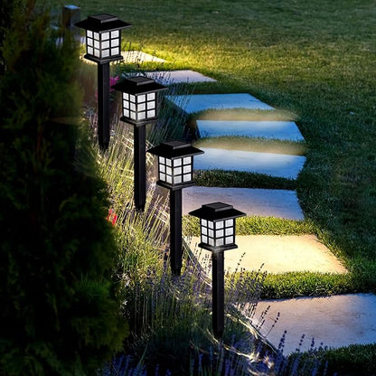 LAUREL CANYON Solar Pathway Lights, 8 Pack Outdoor Solar Landscape Decorative Lights, Automatic Walkway Lights with LED Light Bulbs for Garden, Path, Yard, Lawn, Square, Black