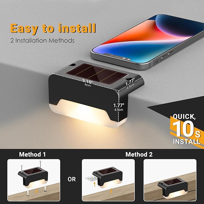 SOLPEX Solar Deck Lights, Solar Step Lights for Outside Waterproof Led Stair Light for Outdoor Fence, Balcony | Lumora