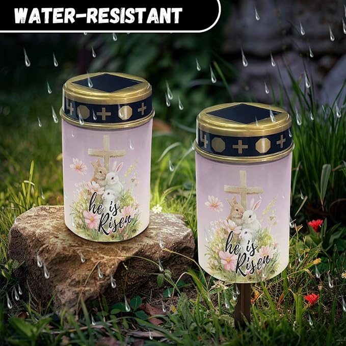 Cross Rabbit Solar Garden Lights Outdoor, Cross Solar Lights Outdoor Waterproof Solar Powered Lights for Outside Patio Yard Pathway