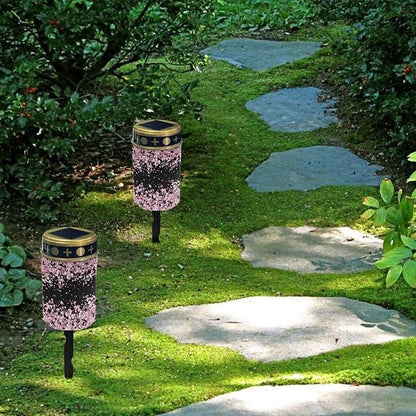 Cherry Blossom Print Solar Light Garden Decorative Solar Light Outdoor for Men Women Waterproof Solar Light Landscape Path Light Night Light