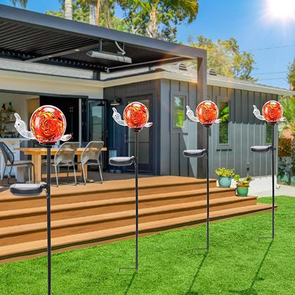 Bshine Solar Garden Decoration Outdoor Snail Lights, Hand Blown Glass Waterproof Solar Light Stake Decorate Paths, Pathways, Lawns and Yards Art for Mom Men, Father's Day Gifts