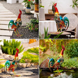 19 Inch Solar Rooster Statue, Metal Yard Art with Colorful Lights for Garden Lawn Outdoor Decoration Gifts | Lumora