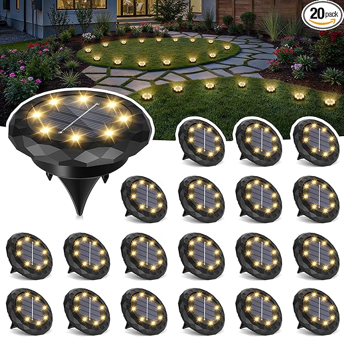 SOLPEX Mini Solar Ground Lights, 20 Pack Solar Lights Outdoor Waterproof, Landscape Lighting for Garden Pathway | Lumora