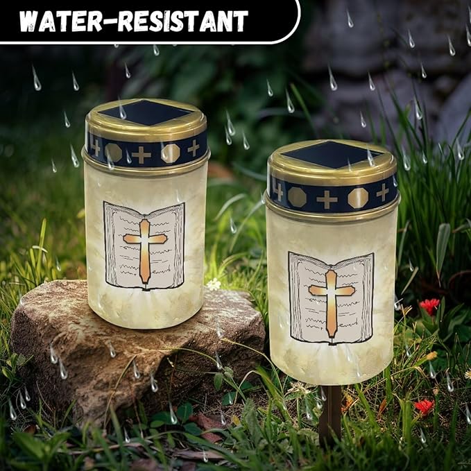 ZOUTAIRONG Solar Cross for Cemetery Grave Solar Garden Lights Pathway Lights Solar Powered Solar Pathway Lights Outdoor Cemetery Solar Lights for Grave Solar Lights for Cemetery Gravesite