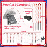 Solar Christmas Decorations Outdoor: 12 Pack Red Candy Cane Pathway Lights - 21" Waterproof LED 8 Blinking Models | Lumora