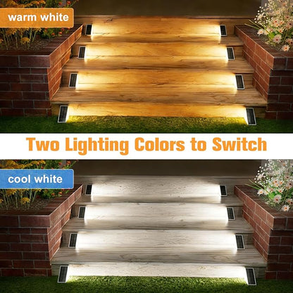 VOLISUN Solar Step Lights Outdoor Waterproof, LED Outdoor Stair Lights, Solar Step Light for Outside, Warm&Cool White Deck Light Decor for Stair,Front Porch and Patio(Gray,6 Pack)