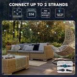 LUXRITE 48FT LED RGBW Outdoor String Lights, Remote Control Color Changing Cafe Lights, Commercial Grade | Lumora