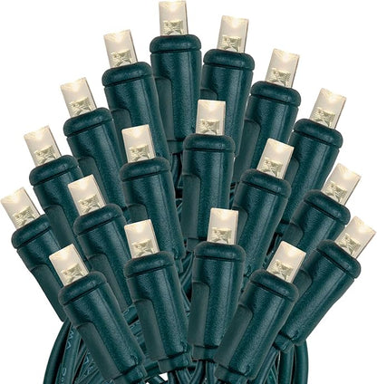 Novelty Lights 12-Pack, 17 Feet 100 LED Warm White Christmas Mini Light String on Green Wire, 5mm Wide Angle Bulbs, Connectable, Indoor/Outdoor Decor, UL Listed