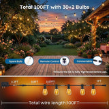 100FT S11 LED Outdoor String Lights with App & Remote, Low-Voltage Patio Lights with Music Sync, 4 Lighting Modes | Lumora