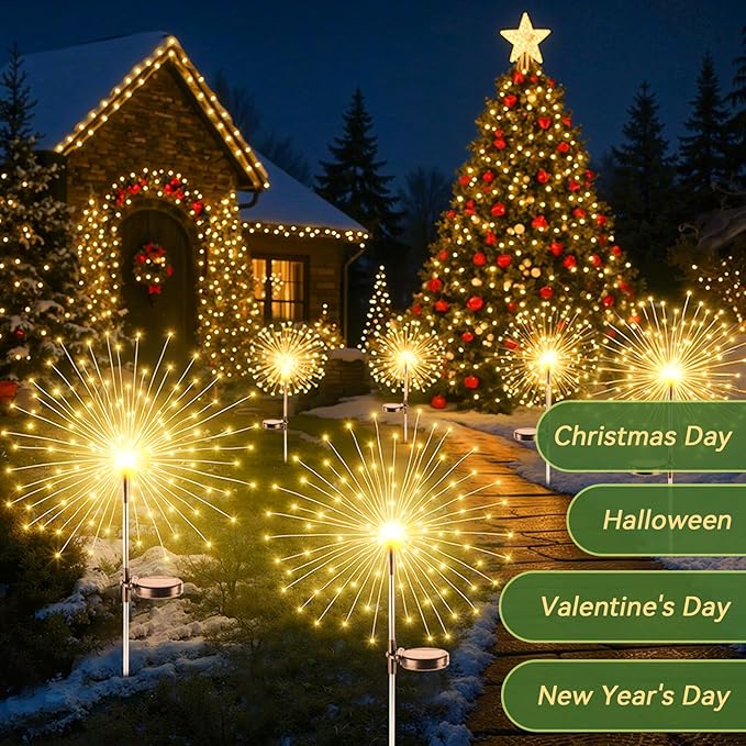 Dream Master Solar Garden Firework Lights, 120 LED, Waterproof, 8 Lighting Modes - Outdoor Security Flood Light | Lumora