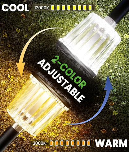 Super Bright Solar Pathway Lights 2 Pack, Adjustable Warm & Cold Solar Lights Outdoor Waterproof IP65, Auto On/Off, Outdoor Decor Light for Garden, Landscape, Path, Yard, Patio, Driveway