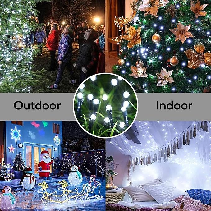 Joomer Solar Christmas Lights Outdoor, 105FT 300 LED 8 Modes Solar String Lights Waterproof Fairy Tree Lights for Garden Yard Patio Christmas Decoration(White)