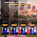 LAMPHOME 4-Pack 26Ft ST38 Outdoor Red White Blue String Lights, Patriotic Patio Light with 12+1 ST38 Edison Bulbs | Lumora