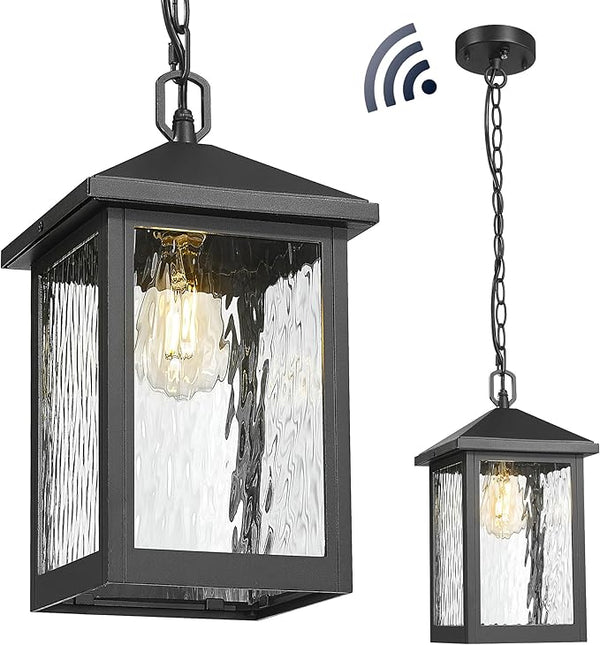 FEMILA Dusk to Dawn Outdoor Pendant Lights for Porch, 14.5" Mondern Pendant Hanging Light Fixture for Porch, Front | Lumora
