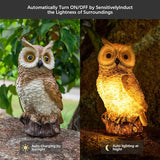 Solar Owl Garden Statues Outdoor Decor Resin Owl Figurine with LED Lights Owl Sculpture for Porch Patio Lawn Yard | Lumora