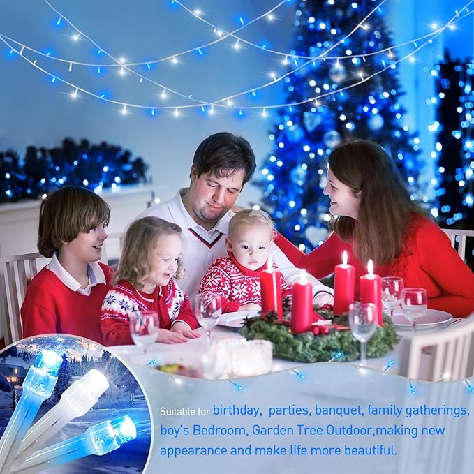 JMEXSUSS Blue and White String Lights Outdoor Indoor, 200 LED Christmas String Lights Clear Wire, 66ft Christmas | Lumora