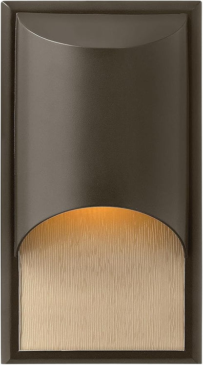 Hinkley Cascade Medium Wall Mount Lantern - Aluminum, 1-Light, Amber Etched Organic Rain Glass, Dark Sky - Bronze Finish