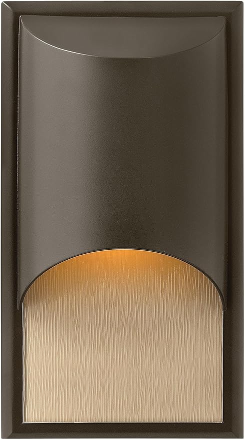 Hinkley Cascade Medium Wall Mount Lantern - Aluminum, 1-Light, Amber Etched Organic Rain Glass, Dark Sky - Bronze | Lumora