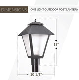 Generation Lighting 82065-12 Polycarbonate One-Light Outdoor Post Lantern Outside Lighting, Black Finish | Lumora