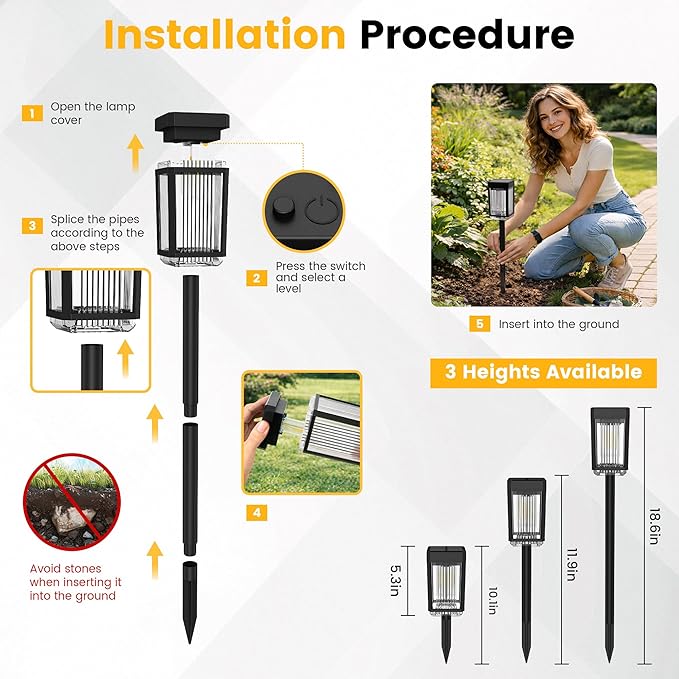 Solar Pathway Lights, 6 Solar Powered Garden Lights Waterproof IP65, Auto On/Off Outdoor Light for Lawn Patio Walkway Driveway Decor Landscape Lighting (Warm White)